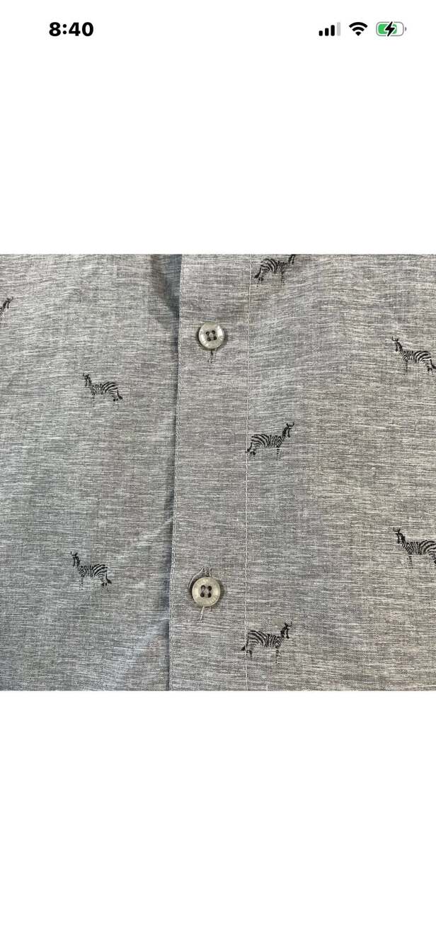 Molokai Surf Co. Gray Short Sleeve Button-Down Shirt, Zebra Print Men’s L - Picture 4 of 7